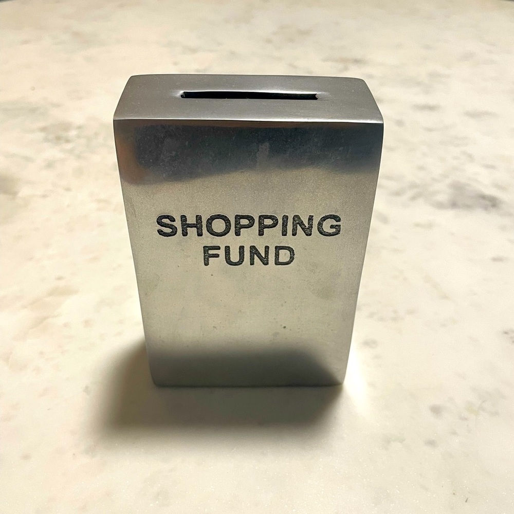 Pewter “Shopping Fund” piggy bank